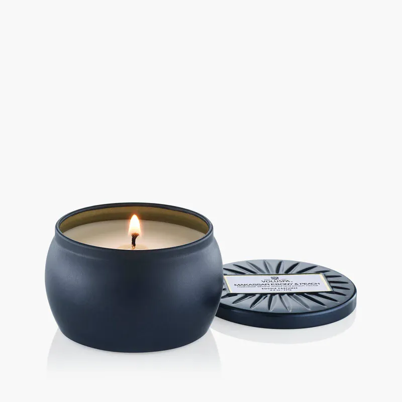 Makassar Ebony & Peach Mini Tin Candle